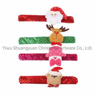 Christmas Slap Band Glowing Wristband Bracelet for Christmas Xmas Decor New Kids Wrist Band Party Luminous Slap Bracelet