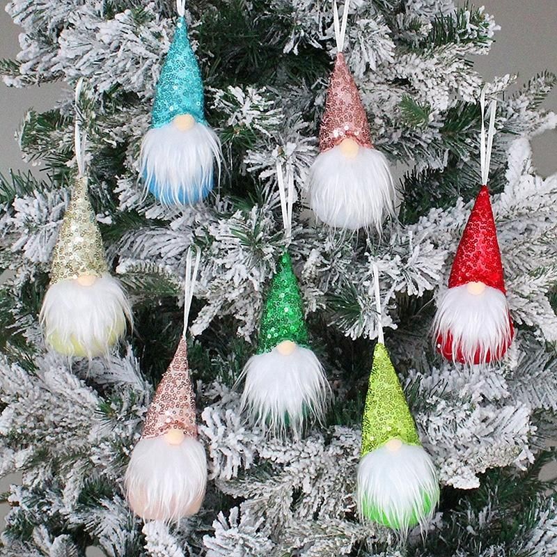 Christmas Ornaments Set Handmade Plush Gnomes Santa Elf Hanging Decorations