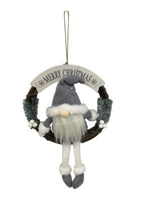 Sh1188 Gnome Christmas Wreath Made of From Wood