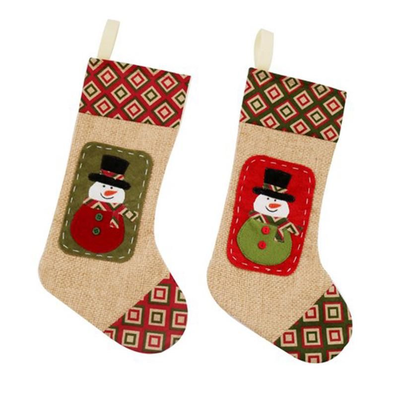 Fancy Christmas Stockings Plush Xmas Santa Snowman 3D Stuffed Socks