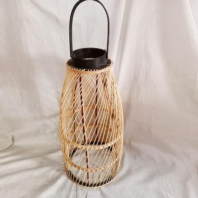Wholesale Rustic Style Wooden Bamboo Candle Lantern