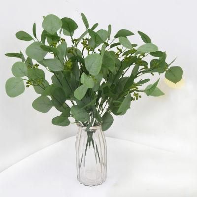 China Artificial Flower Factory 9 Forks High Quality Artificial Eucalyptus Wholesale