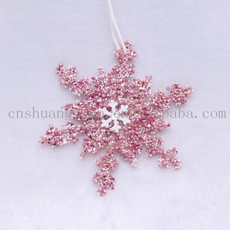 New Design Christmas Shiny Feather Leaf Hat Snowflake for Holiday Wedding Party Decoration Supplies Hook Ornament Craft Gifts
