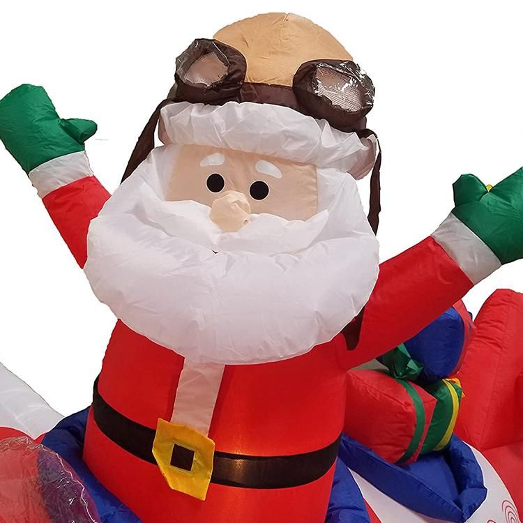 Hot Sale Inflatable Santa Claus in Plane/Christmas Inflatable Plane with Santa Claus