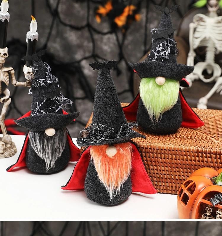 Cross Border New Halloween Vampire Action Figure Black Robe Rudolph Costume Party Bat Hat Faceless Old Man Doll