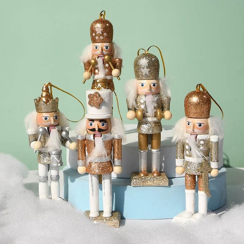 Cute Wooden Nutcracker Ornament Set (5 pieces)