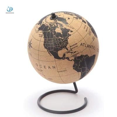 Primary Color Black Printing Black Metal Base Cork Globe