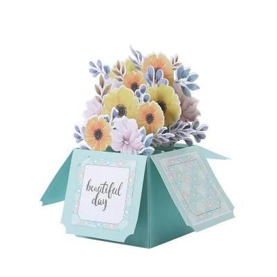 Custom Printed Premium Creative 3D Flower Thank You Pop-up Pop up Greeting Cards