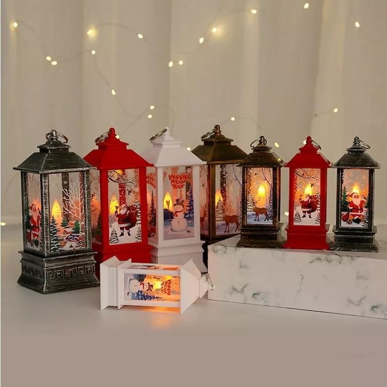 Christmas Decoration Home Lighted Christmas Santa Snowman Lantern with Battery Operate