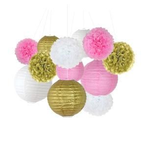 Umiss Paper Lantern Paper POM Poms Flowers for Party Decor