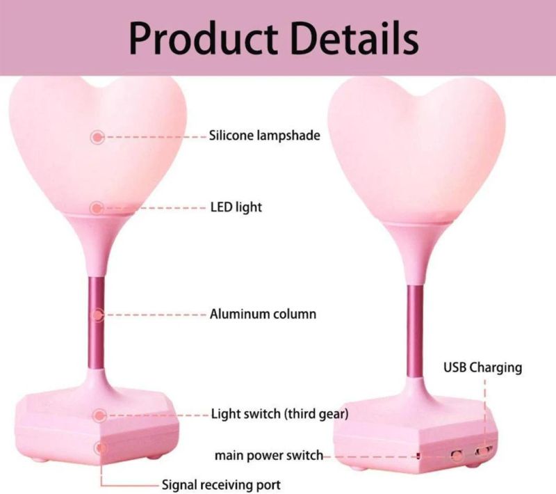 LED Silicone Heart Night Light for Valentine′s Day Wedding Birthday