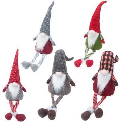 Amazon Popular Christmas Decorations Long Leg Santa Sitting Doll Nordic Doll Ornament Faceless Doll