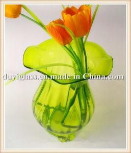 Green Vase Flower Glass Craft for Home Decoration