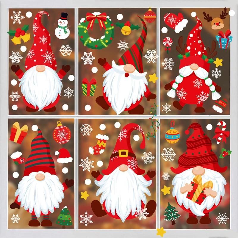 2022 New Christmas Stickers Electrostatic Window Glass Stickers Snowflake Santa Stickers Cute Cartoon Stickers