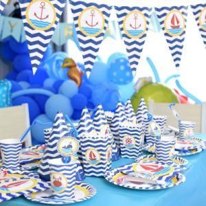 Nautical Theme Party Tableware Baby Shark Birthday Supplies for 16 Guests