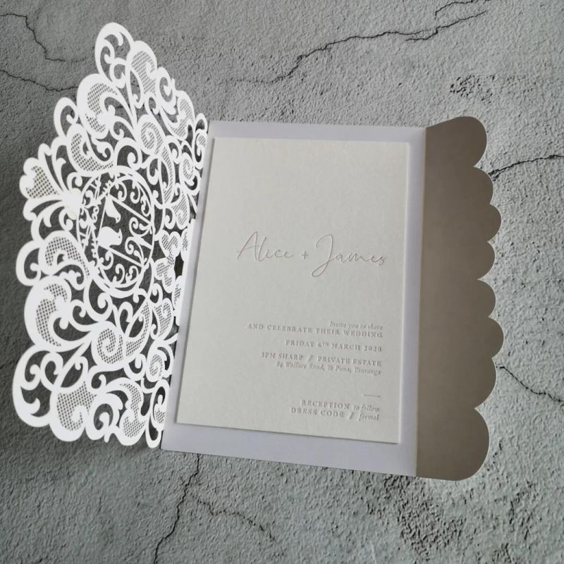 Tri-Fold Laser Cut Pocket Wedding Card Wedding Invitation