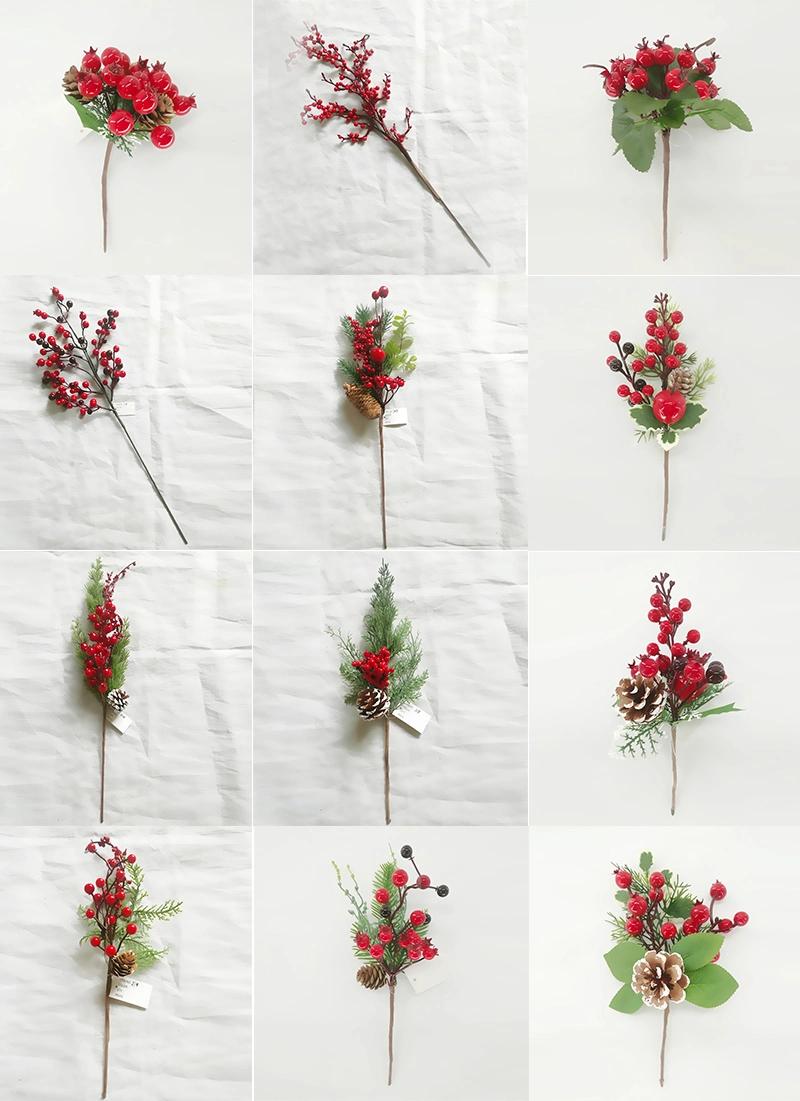 Handmade Artificial Long Single Stem Glitter Christmas Poinsettia Decorative Flowers for Christmas Decoration Artificial Flower