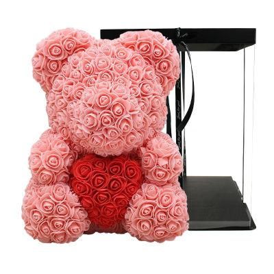 Luxury Big Giant Foam Flower Rose Bear 25cm 40cm 70cm Real Preserved Rose PE Teddy Bear for Valentine Gifts Box