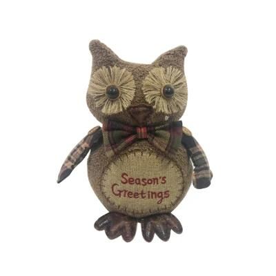 Home Standing Owl Plaid Decorative Figures Christmas 26cm Owl Figurine