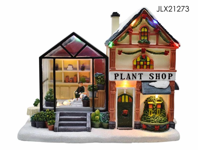 Christmas Cookie House with LED Lights Polyresin Christmas House Decoration with Music