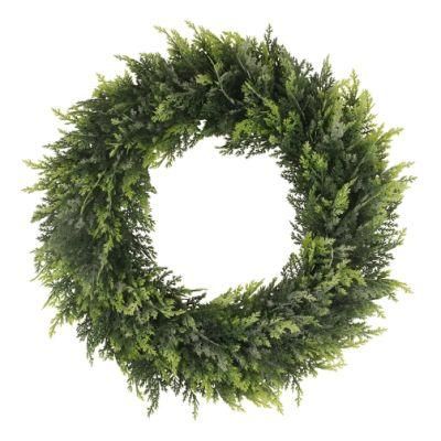 15inch Faux Green Leaves Garland Eucalyptus Wreath for Front Door Wall Window Party