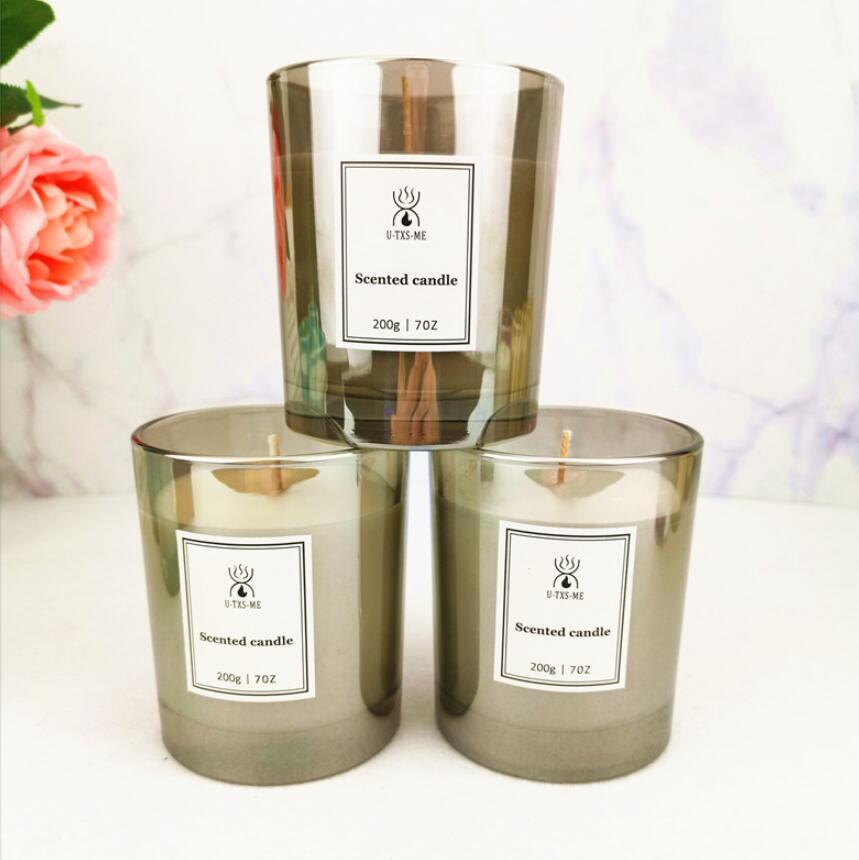 Vss Wholesale Iridescent Cylinder Glass Candles Jar with Soy Wax