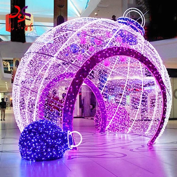 Customized Christmas Shopping Mall Decoration 3D LED Arch Motif Light Giant Christmas Ball Light