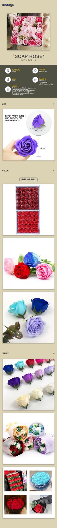 Artificial Bath Flower 25PCS Per Box Rose Soap Flowers 6cm Head Foam Soap Roses for Wedding and Valentin′s Day