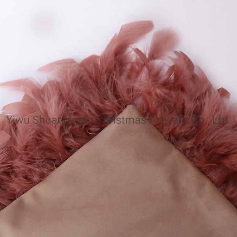 New Design Christmas Bolster Pillow with Feather for Holiday Wedding Party Home Decoration Hook Ornament Craft Gifts