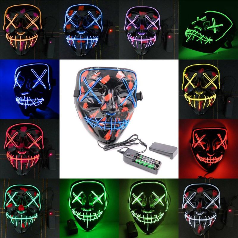 Halloween LED Light up EL Wire Neon Purge Party Mask