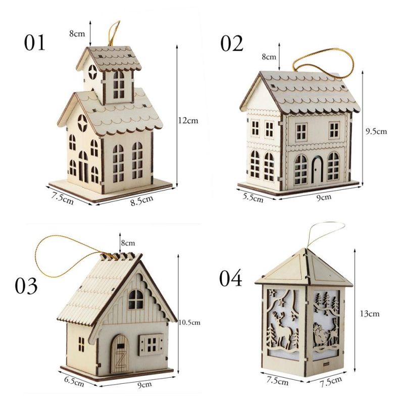 Xmas Festival LED Light Wood House Christmas Tree Decoration Light