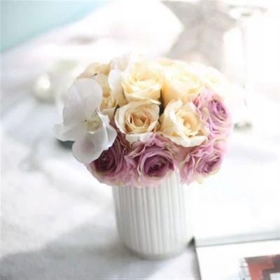 Factory Wholesale Silk Flowers Bouquets White Artificial Rose Wedding Flower