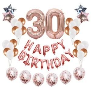 Happy Birthday Balloons Foil Number balloon Banner 30th Girl Party Decorations