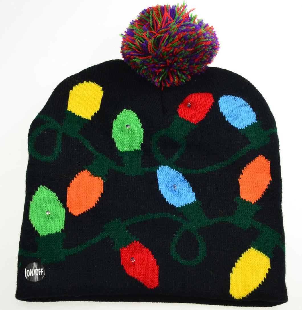 Customized LED Christmas Winter Warmer Knitted Beanie Hats