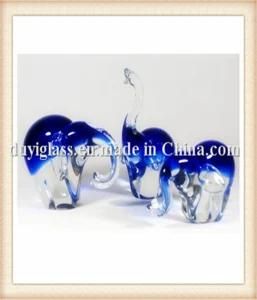 Animal Blue Elephant Glass Craft for Gift