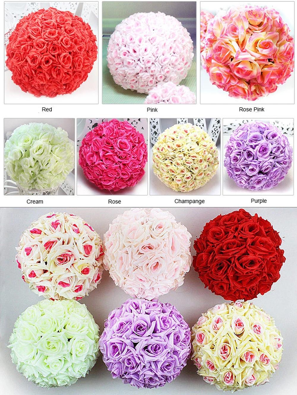 Wholesale White Silk Wedding Rose Artificial Flower Ball Home Decoration Flower Ball