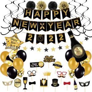 2022 New Year Balloon Set Banner New Year&prime; S Day Photo Props