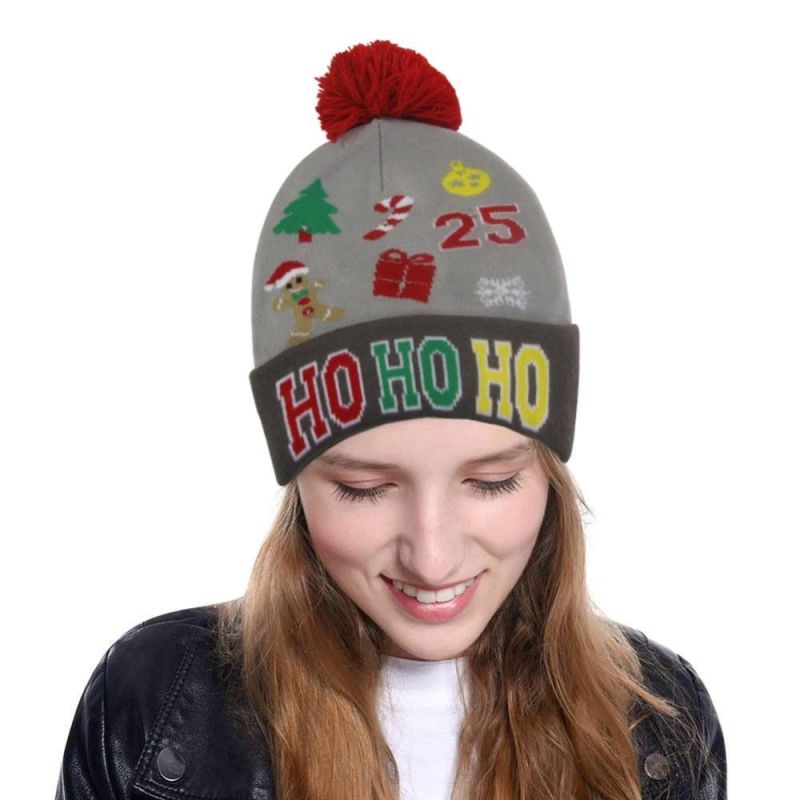 LED Light Christmas Knitted Hat for Kids Adults Christmas Decorations