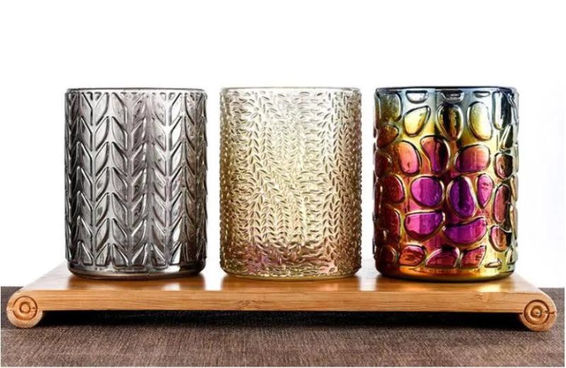 Customizable Colored Embossed Luxury Glass Scented Candle for America