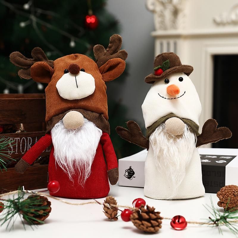 Amazon′ S New Cross-Border Christmas Decorations, Two-Headed Rudolph Figures, Snowman Dolls, Window Dressing Ornaments