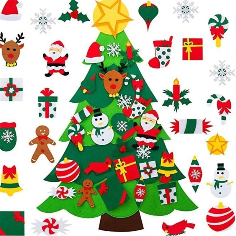 Artificial Tree Decoration Ornaments Felt DIY Santa Claus/Christmas Tree for Kids