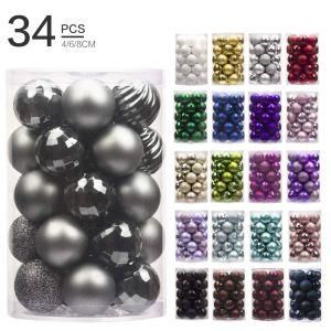 New 4 Cm Christmas Ornaments Ball Set 34 PCS/Box Hanging Christmas Decoration Supplies Xmas Ball Decor Factory Supply Customized