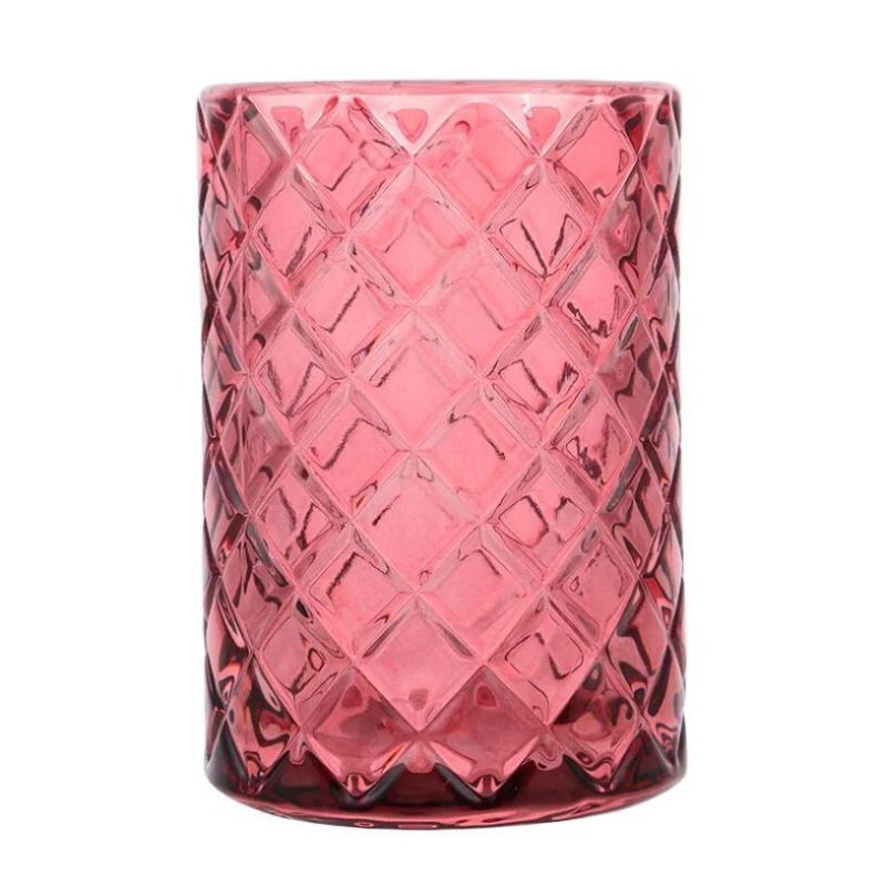 Vss New Designed Embossed Empty Glass Candle Vessel for Gift