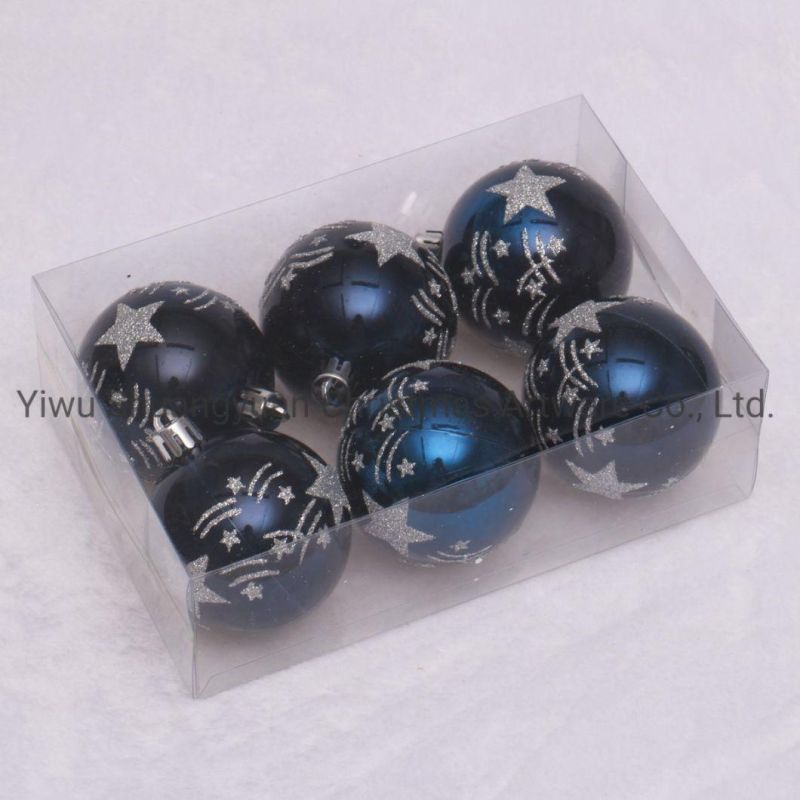 6cm Plastic Christmas Ball with Pattern for Decoration