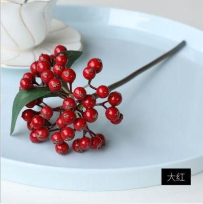 Artificial Decorative Red Foam Berry Long Stem Handmade Stem Christmas Berry Blossom Branch Christmas Artificial Berry Fruit