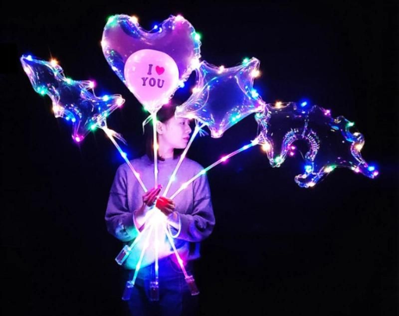 Luminous Colorful Light Party Decorations LED String Heart Shape Bobo Balloon