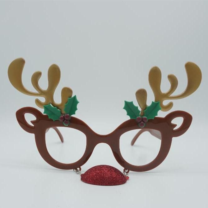 Christmas Cute Deerlet Pair of Glasses Antlers Funny Holiday Gift Party Supply Glasses