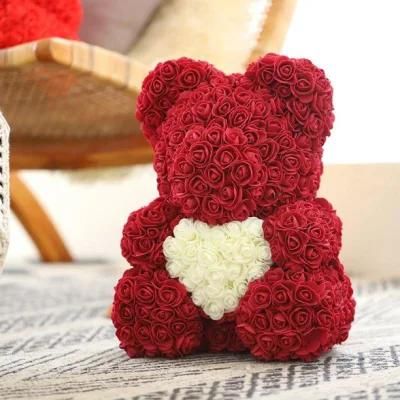 10 Inch /15.7 Inch Handmade Forever Rose Bear with Clear Gift Box, Gift for Mothers Day, Valentines Day