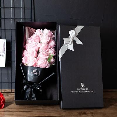 Wholesale Valentine&prime;s Day Gifts Handmade Artificial Soap Rose Flower Bouquet with Gift Box