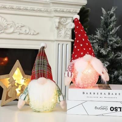 Cross Border New Christmas Decorations Glow Pot-Bellied Faceless Baby Pointy Hat Lighting Rudolph Holiday Ornaments